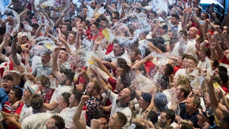 England supporters during World Cup win over Sweden