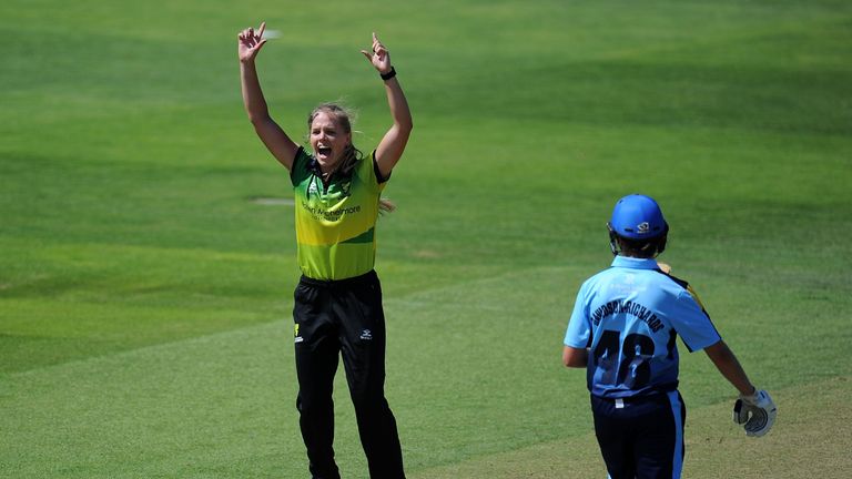 TAUNTON, ENGLAND - JULY 22: during the Kia Super League match between Western Storm and Yorkshire Diamonds at The Cooper Associates County Ground on July 22, 2018 in Taunton, England. (Photo by Harry Trump/Getty Images)