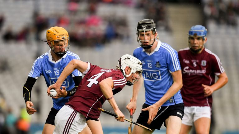 Oisín Salmon of Galway takes on the Dublin defence
