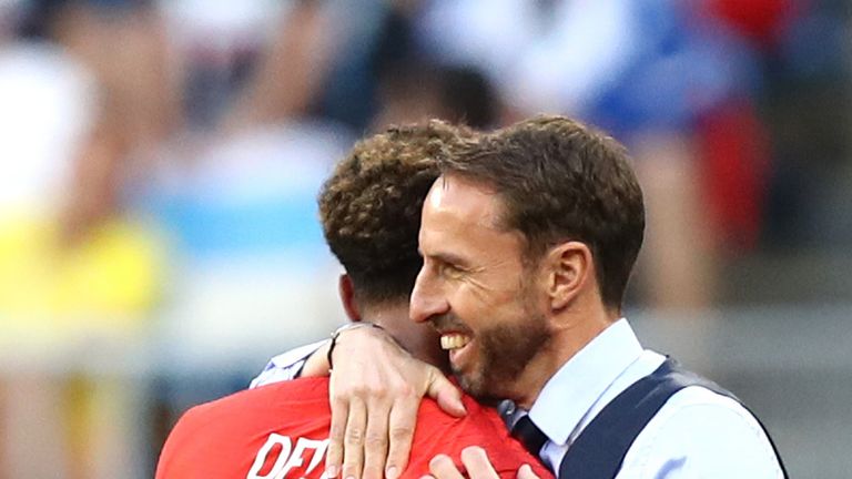  during the 2018 FIFA World Cup Russia Quarter Final match between Sweden and England at Samara Arena on July 7, 2018 in Samara, Russia.