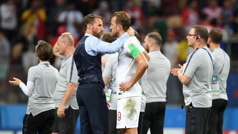 Harry Kane and Gareth Southgate commiserate after England's loss to Croatia