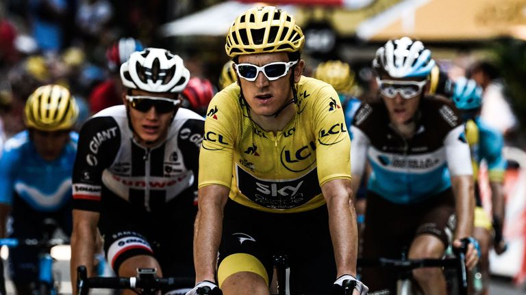 Geraint Thomas and all the GC contenders crossed the line at the same time