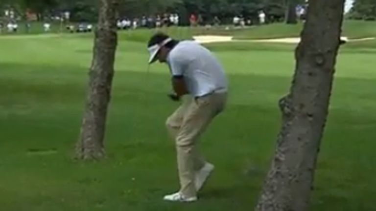 Bubba Watson almost got struck by his own ball as an audacious shot backfired spectacularly at the Canadian Open. 