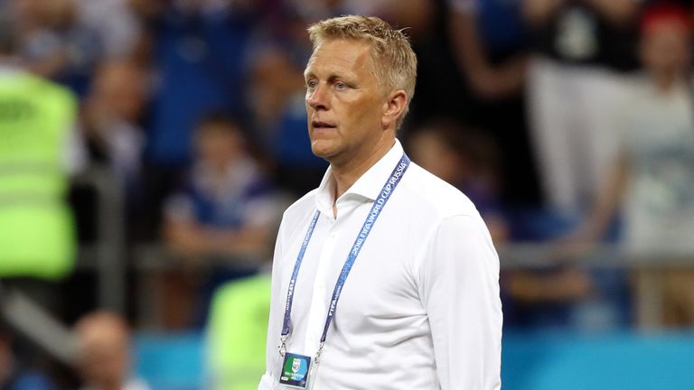 Heimir Hallgrímsson during the 2018 FIFA World Cup Russia group D match between Iceland and Croatia at Rostov Arena