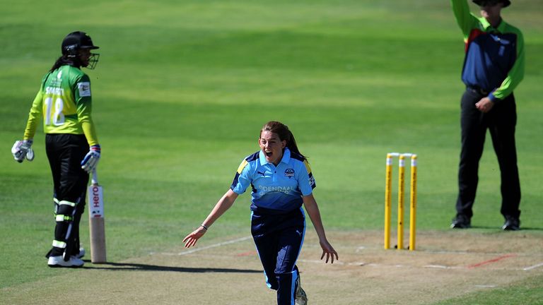 TAUNTON, ENGLAND - JULY 22: during the Kia Super League match between Western Storm and Yorkshire Diamonds at The Cooper Associates County Ground on July 22, 2018 in Taunton, England. (Photo by Harry Trump/Getty Images)