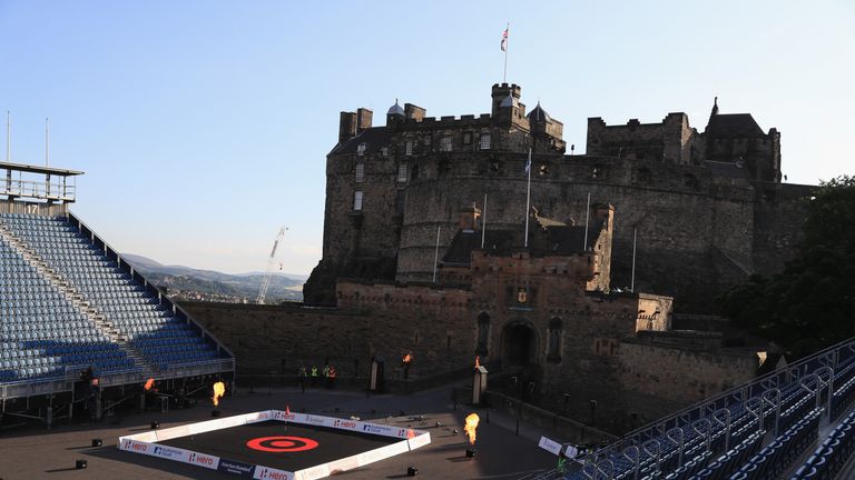 during a rehearsal for The Hero Challenge on the Promenade of Edinburgh Castle following practice for the Aberdeen Standard Investments Scottish Open at Gullane Golf Course on July 9, 2018 in Gullane, Scotland.