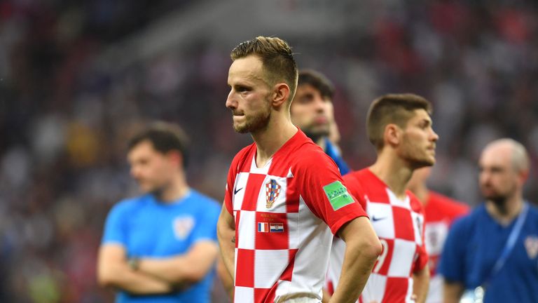 Ivan Rakitic and his Croatia teammates appear distraught after losing to France 4-2 in the 2018 World Cup Final
