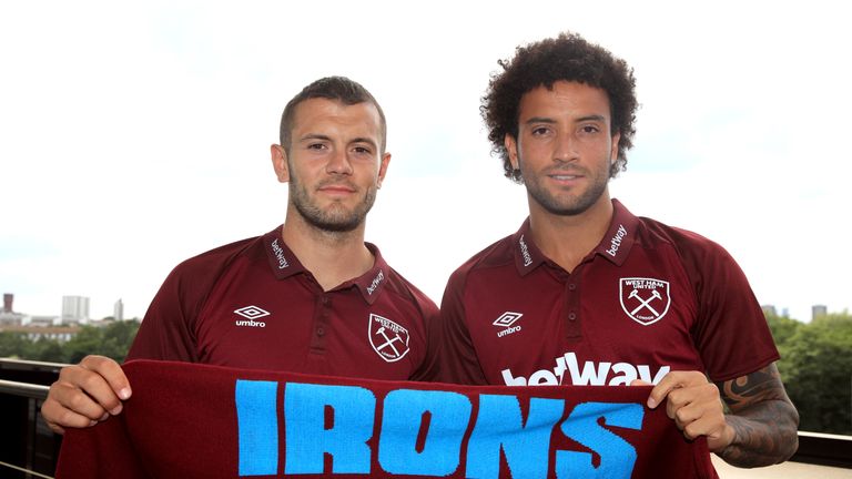 Jack Wilshere (left) and Felipe Anderson during a West Ham United press conference at the London Stadium, London.