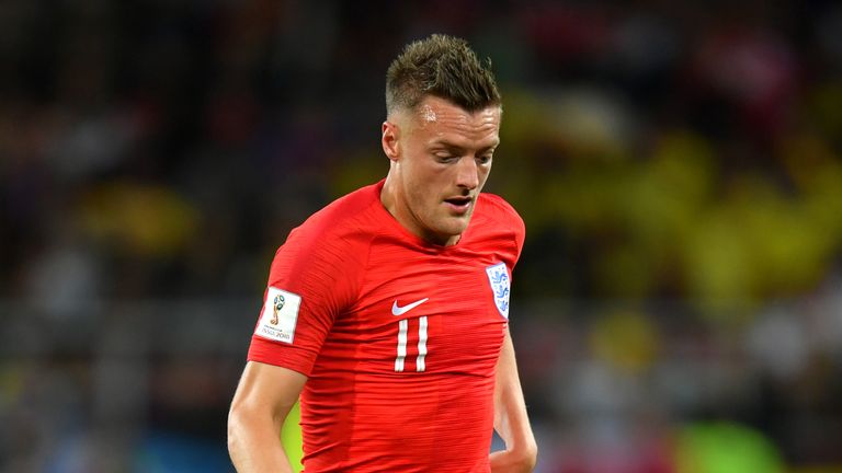 Jamie Vardy during the 2018 FIFA World Cup Russia Round of 16 match between Colombia and England at Spartak Stadium on July 3, 2018 in Moscow, Russia