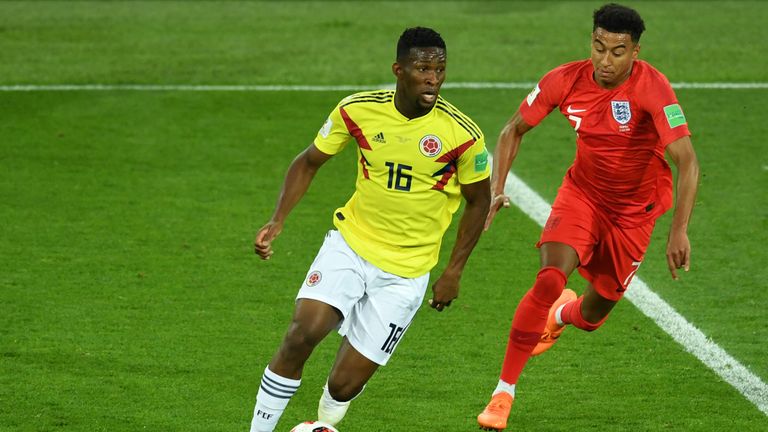 Jefferson Lerma featured for Colombia in the World Cup last-16 match against England
