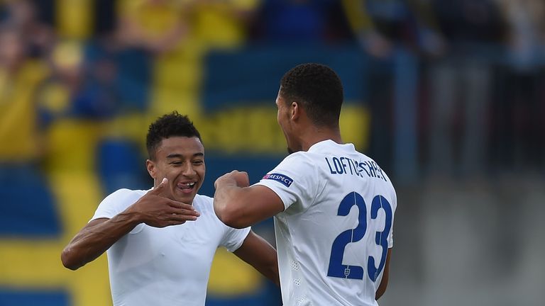Jesse Lingard and Ruben Loftus-Cheek during the UEFA Under-21 European Championship 2015 match between Sweden and England at Andruv Stadium on June 21, 2015 in Olomouc, Czech Republic.