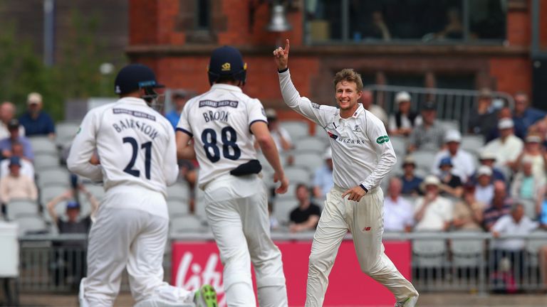 MANCHESTER, ENGLAND - JULY 24:  Joe Root of Yorkshire celebrates after taking the wicket of Graham Onions of Lancashire with the first ball of the day during the Specsavers Championship Division One match between Lancashire and Yorkshire at Old Trafford on July 24, 2018 in Manchester, England.  (Photo by Alex Livesey/Getty Images)