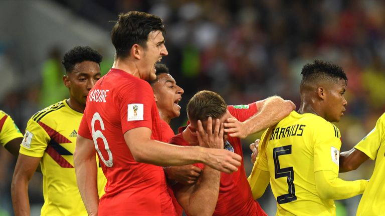 Jordan Henderson reacts following a headbutt to the chest then chin from Wilmar Barrios