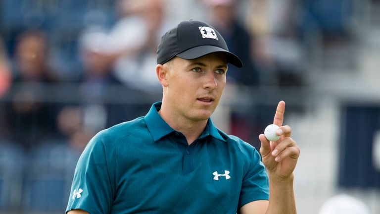 Jordan Spieth on the 18th green during the third round of The Open at Carnoustie