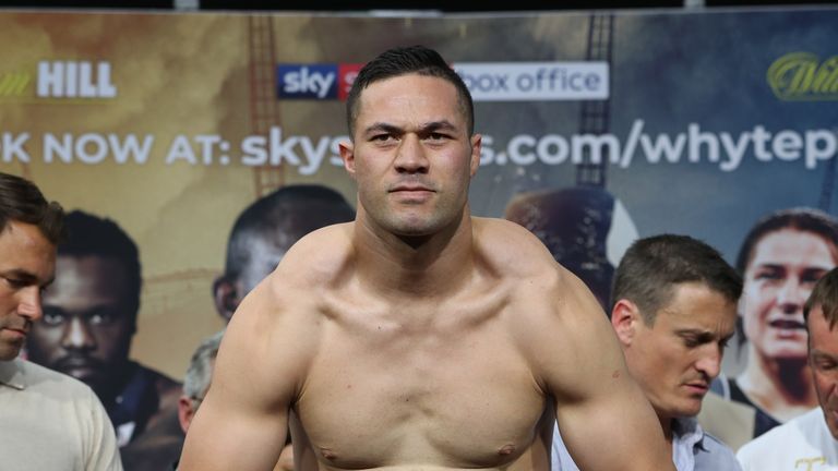 WHYTE-PARKER PROMOTIOM.WEIGH INE,.SPITTALFIELDS.LONDON.PIC;LAWRENCE LUSTIG.WBC SILVER AND WBO INTERNATIONAL HEAVYWEIGHT TITLE.DILLIAN WHYTE AND JOSEPH PARKER WEIGH IN FOR THEIR FIGHT ON EDDIE HEARNS MATCHROOM PROMOTION AT LONDONS O2 ARENA TOMORROW(SAT 28TH JULY).
