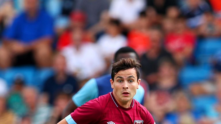 Josh Cullen during the pre-season friendly match between Wycombe Wanderers and West Ham United at Adams Park on July 14, 2018 in High Wycombe, England