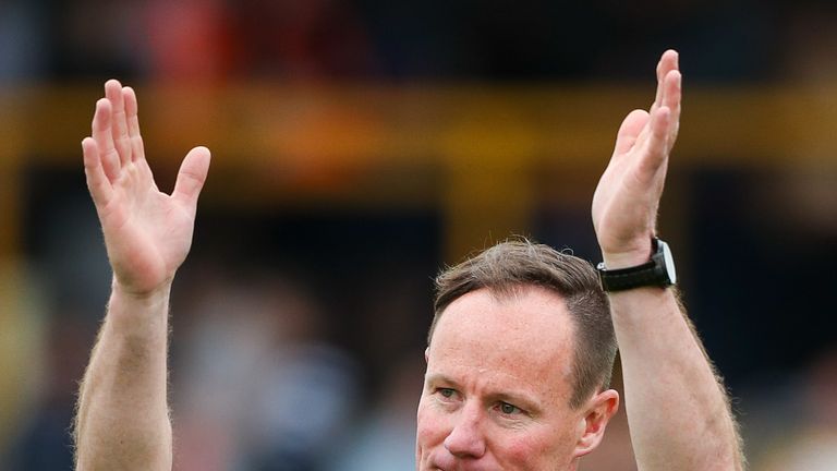 Justin Holbrook applauds the St Helens fans after the game