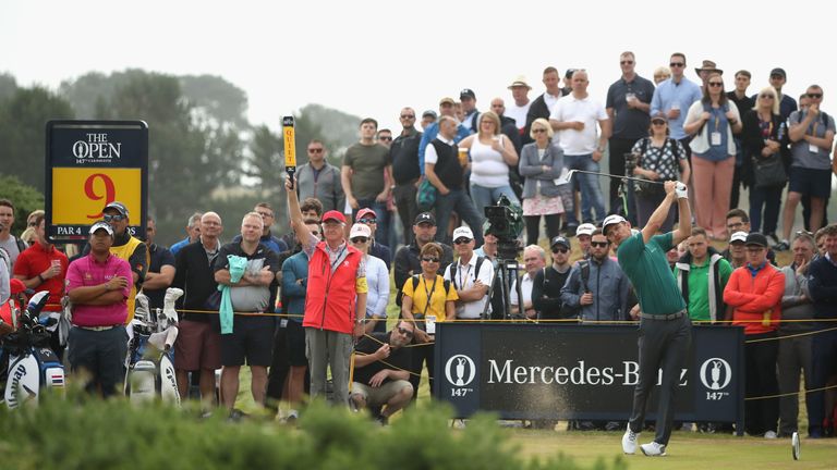 during the third round of the 147th Open Championship at Carnoustie Golf Club on July 21, 2018 in Carnoustie, Scotland.