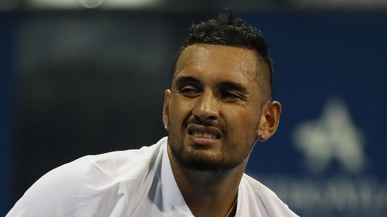 Nick Kyrgios appeared in discomfort during the quarter-final meeting