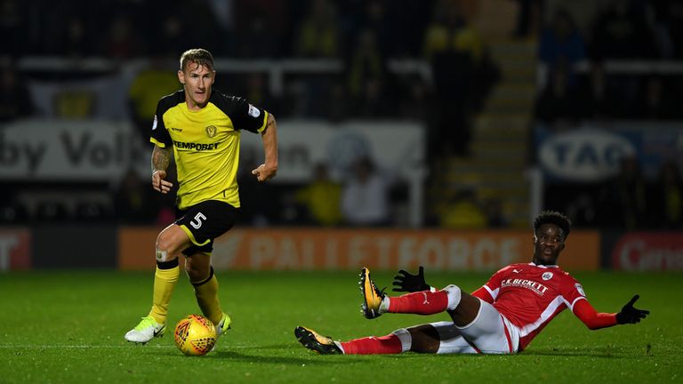 during the Sky Bet Championship match between Burton Albion and Barnsley at Pirelli Stadium on October 31, 2017 in Burton-upon-Trent, England.