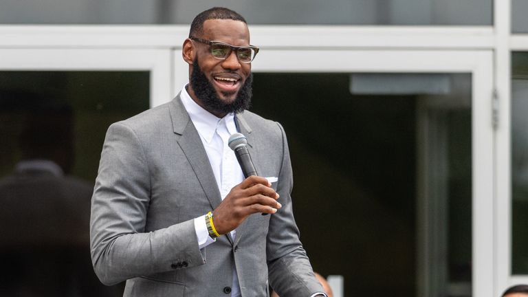 LeBron James during the opening of the I Promise School in Akron, Ohio