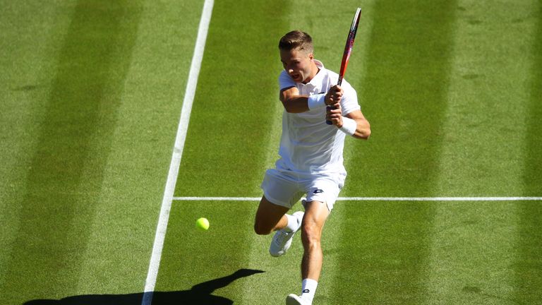 Liam Broady became the first British man to crash out of Wimbledon, losing in straight sets to Milos Raonic
