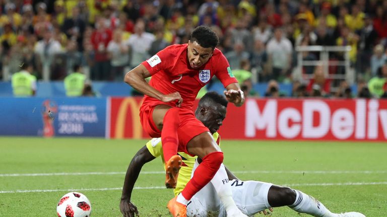 Jesse Lingard went down under a challenge from Davinson Sanchez in the dying embers