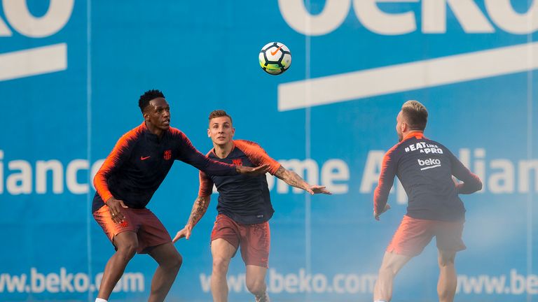 Barcelona defenders Lucas Digne and Yerry Mina are wanted by Everton