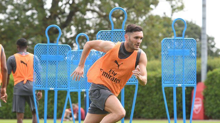 Lucas Perez during a training session at London Colney on July 4, 2018