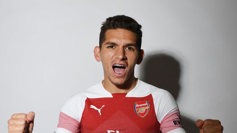Arsenal unveil new signing Lucas Torreira at London Colney on July 10, 2018