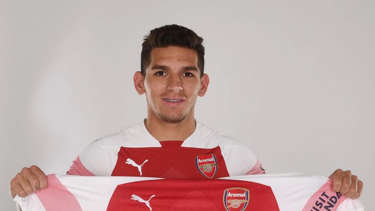 Arsenal unveil new signing Lucas Torreira at London Colney on July 10, 2018