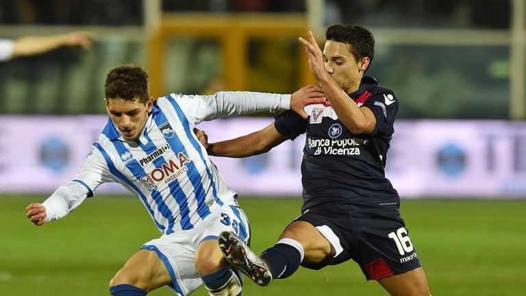 Lucas Torreira during the Serie B match between Pescara Calcio and Vicenza Calcio at Adriatico Stadium on February 12, 2016 in Pescara, Italy.