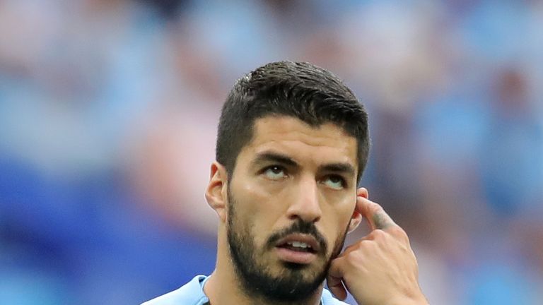 Luis Suarez during the 2018 FIFA World Cup quarter final between Uruguay and France