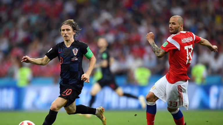 Luka Modric during the 2018 FIFA World Cup Russia Quarter Final match between Russia and Croatia at Fisht Stadium on July 7, 2018 in Sochi, Russia.