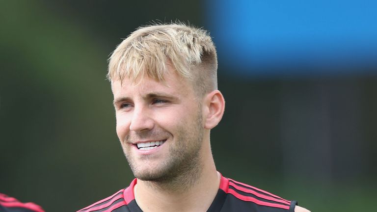 Luke Shaw takes part in a first team training session at UCLA as part of Manchester United's pre-season tour of the USA