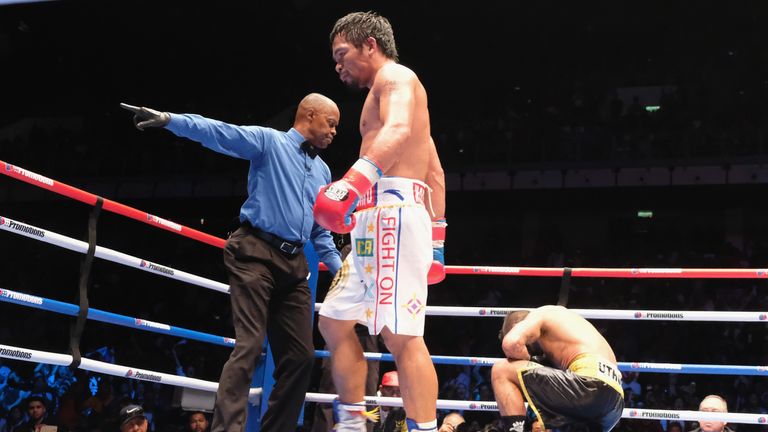 Manny Pacquiao knocked Lucas Matthysse down on three occasions in Kuala Lumpur