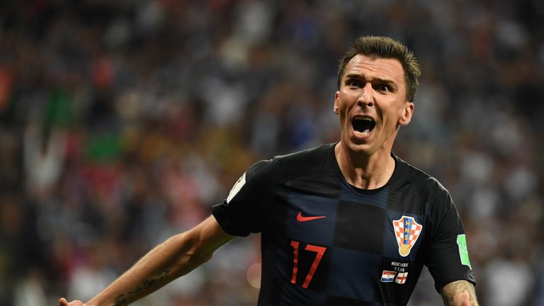 Mario Mandzukic celebrates his winning goal for Croatia