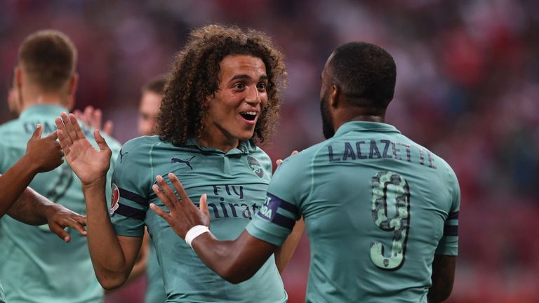 Matteo Guendouzi during the International Champions Cup match between Arsenal and Paris Saint Germain at the National Stadium on July 28, 2018 in Singapore.
