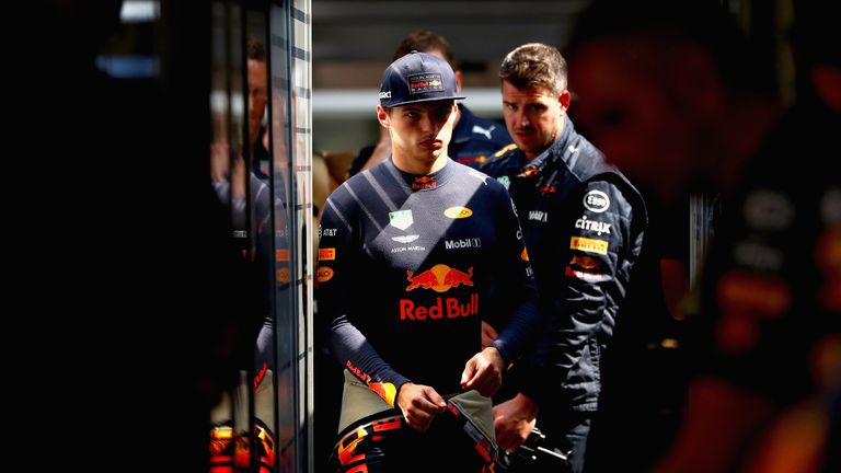 Max Verstappen walks in to the Red Bull garage during practice for the Formula One Hungarian Grand Prix on July 27, 2018