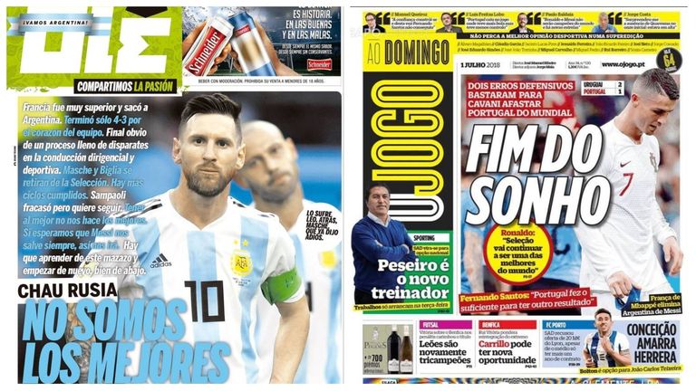 Argentina Portugal newspaper Cristiano Ronaldo and Lionel Messi