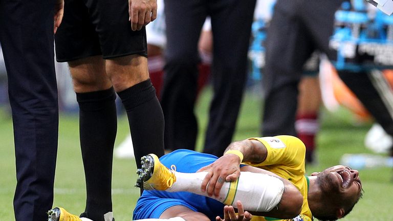 Neymar screams in pain after going down injured on the touchline