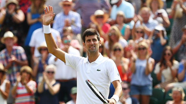 Novak Djokovic celebrates his victory over Horacio Zeballos