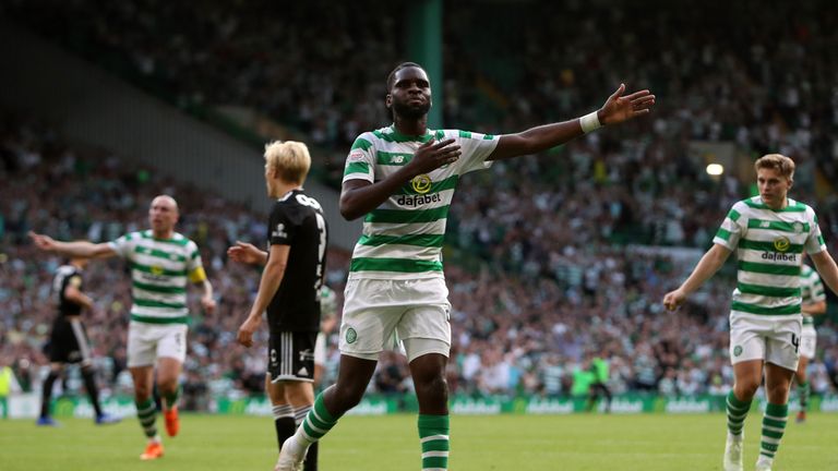 Odsonne Edouard during the first leg UEFA Champions League Qualifier match between Celtic and Rosenborg at Celtic Park Stadium on July 25, 2018 in Glasgow, Scotland.