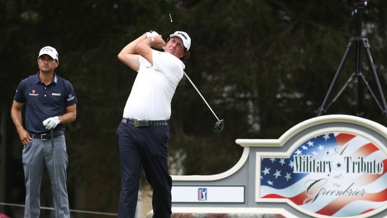 Phil Mickelson is five shots off the lead at The Greenbrier