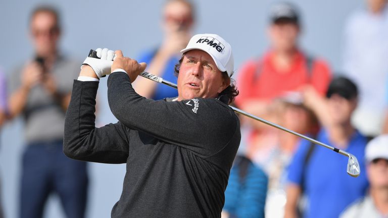 Phil Mickelson during the first round of the 147th Open Championship at Carnoustie Golf Club on July 19, 2018 in Carnoustie, Scotland