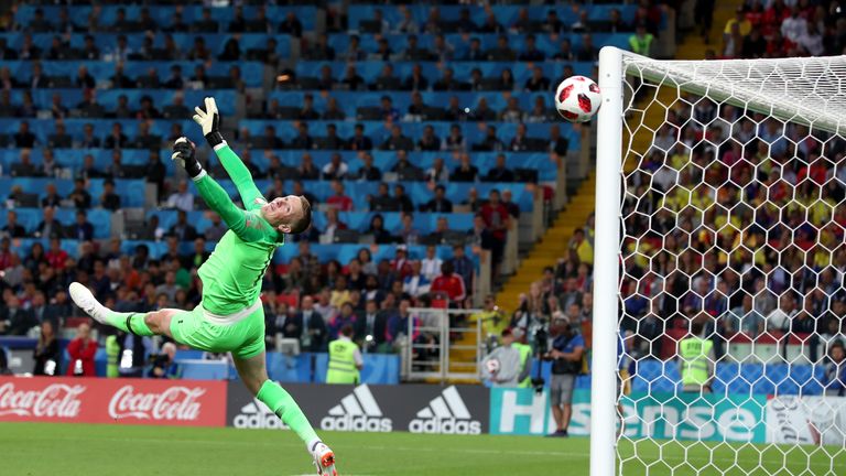 Jordan Pickford pulled off one of the saves of the tournament against Colombia