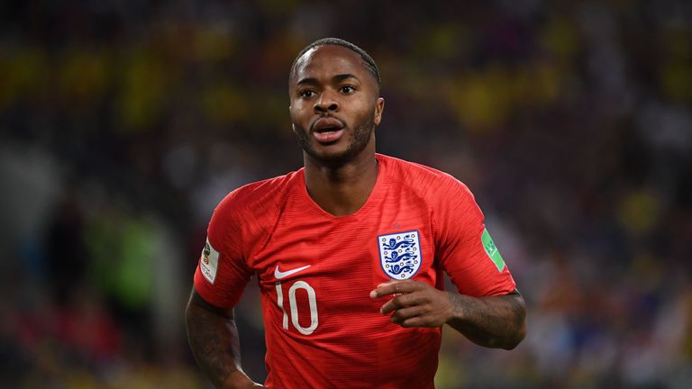 Raheem Sterling during the 2018 World Cup, last 16 match against Colombia