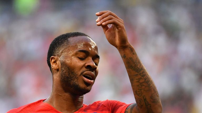 Raheem Sterling in action for England against Sweden at the World Cup