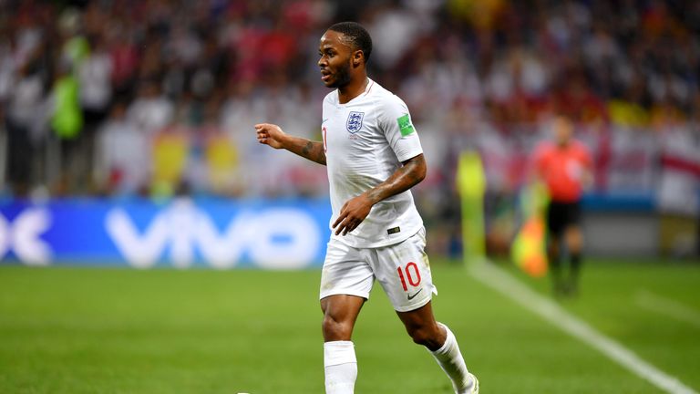 Raheem Sterling in action during England's World Cup semi-final against Croatia