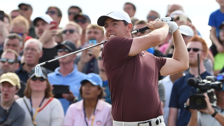 Rory McIlroy tees off 